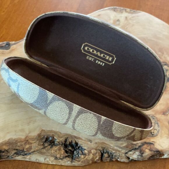 Coach Brown Signature Monogram Eyeglass / Sunglasses Case - Picture 2 of 5